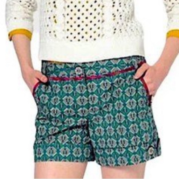 Anthropologie Shorts Pattern Print Corey Lynn Calter In The Square Green sz 8 - Picture 1 of 11